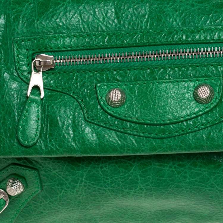Pre Owned Balenciaga Vert Trefle Leather RSH Envelope Clutch