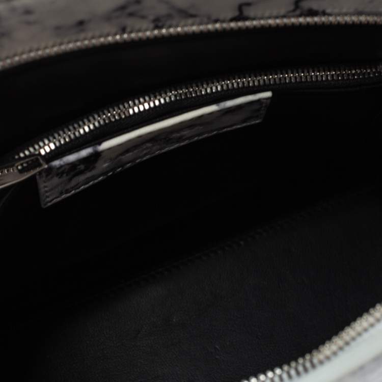 Pre Owned Balenciaga White Marble Print Leather Le Dix Cartable Top Handle Bag