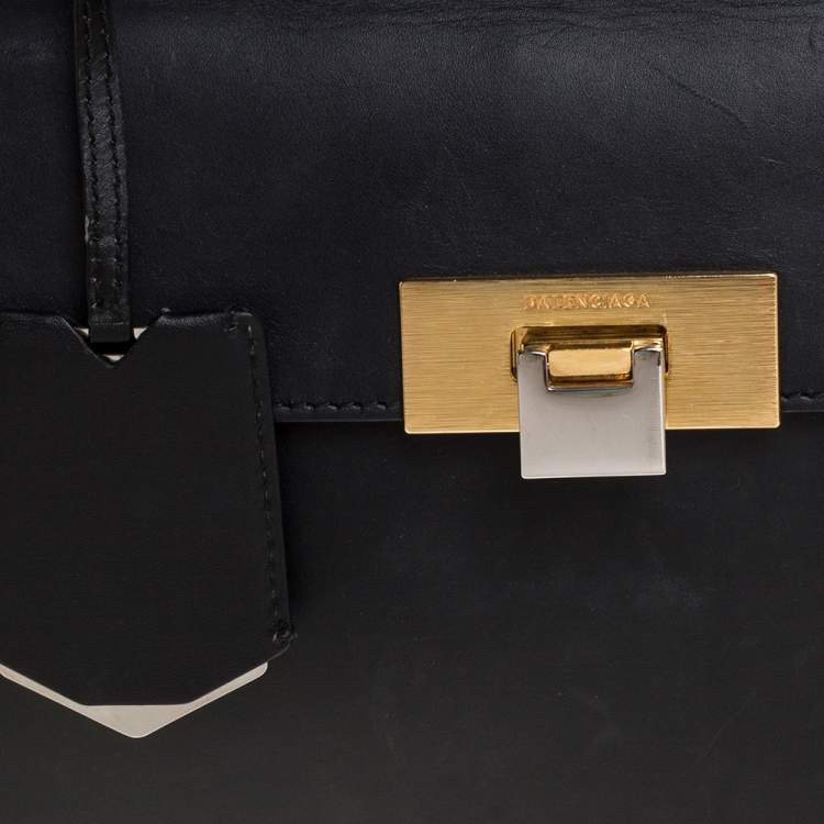 Pre Owned Balenciaga Black Leather Le Dix Cartable Top Handle Bag