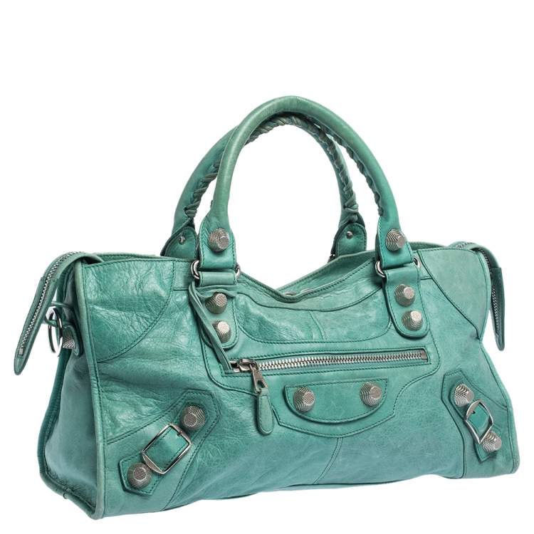 Pre Owned Balenciaga Mint Green Leather GSH Part Time Tote
