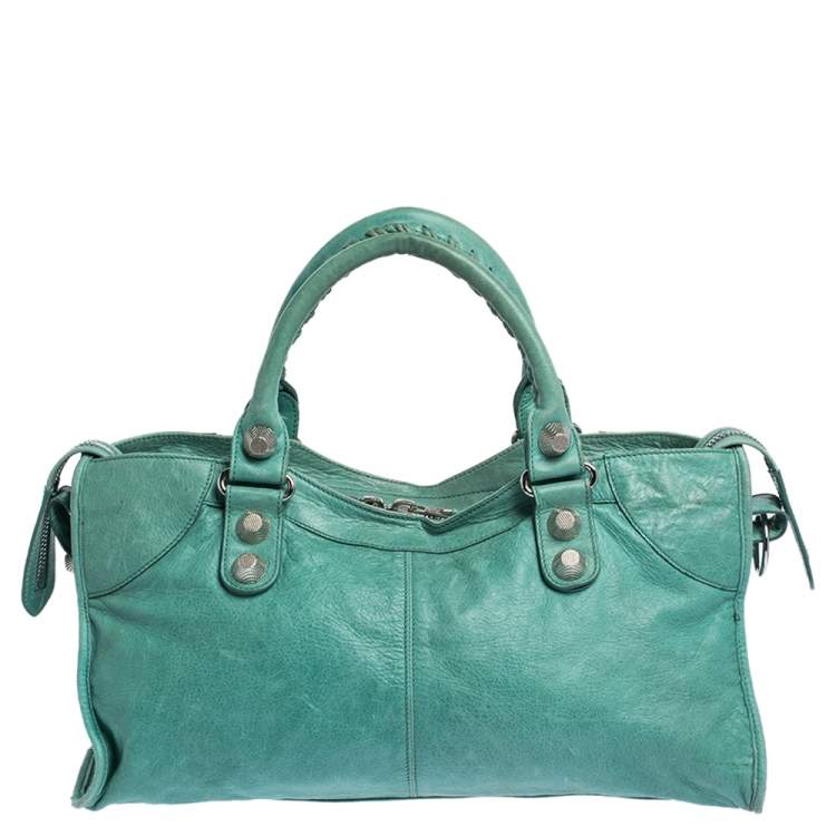 Pre Owned Balenciaga Mint Green Leather GSH Part Time Tote
