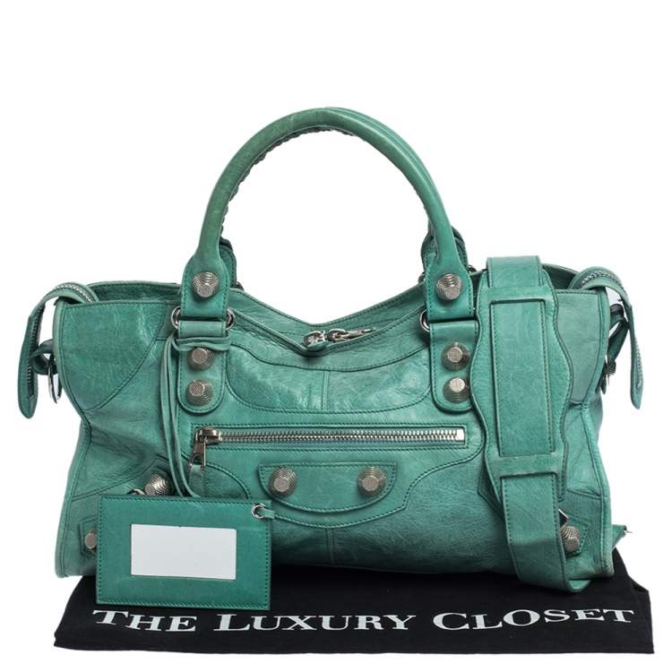 Pre Owned Balenciaga Mint Green Leather GSH Part Time Tote