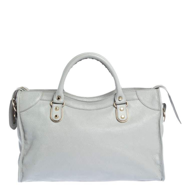 مملوكة مسبقًا Balenciaga Gris Glace Leather Classic Metallic Edge City Bag