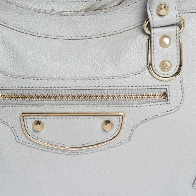 مملوكة مسبقًا Balenciaga Gris Glace Leather Classic Metallic Edge City Bag