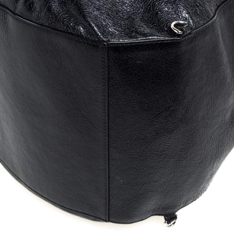Pre Owned Balenciaga Black Leather RH Zip Traveler Backpack