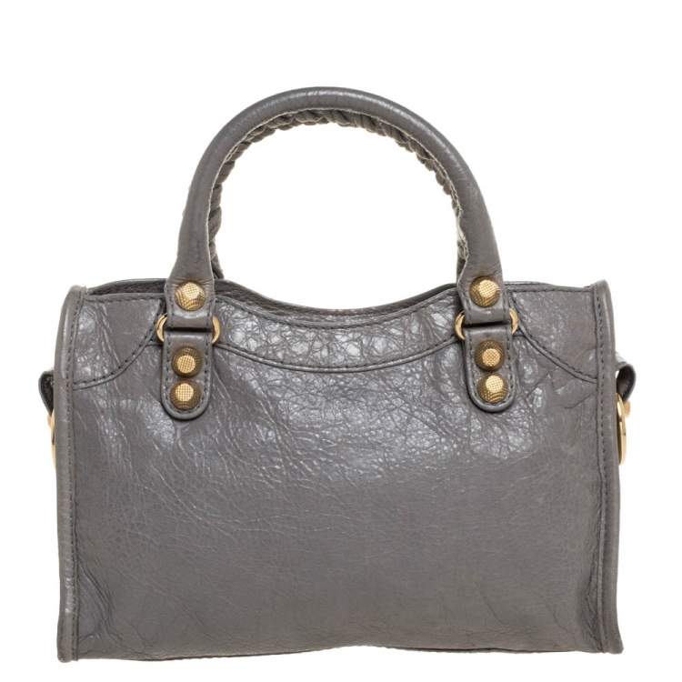 Pre Owned Balenciaga Gris Pyrite Leather Mini Classic City Bag