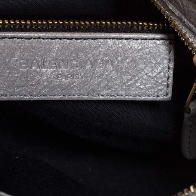 Pre Owned Balenciaga Gris Pyrite Leather Mini Classic City Bag