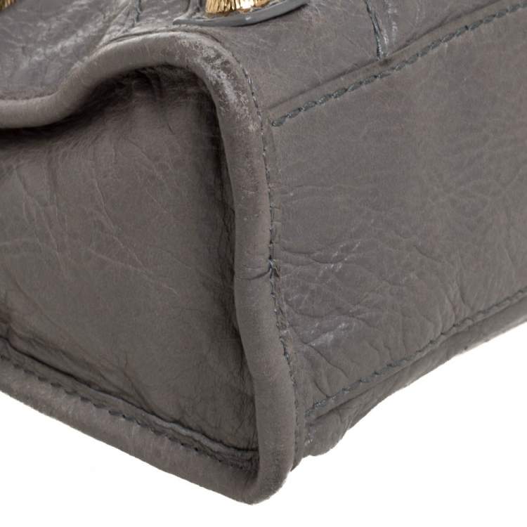 Pre Owned Balenciaga Gris Pyrite Leather Mini Classic City Bag