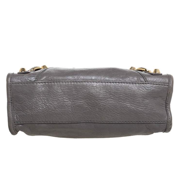 Pre Owned Balenciaga Gris Pyrite Leather Mini Classic City Bag