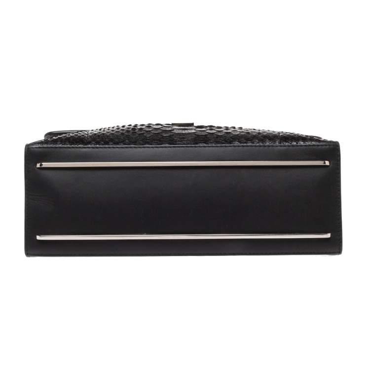 Pre Owned Balenciaga Black Leather and Python Le Dix Cartable Top Handle Bag