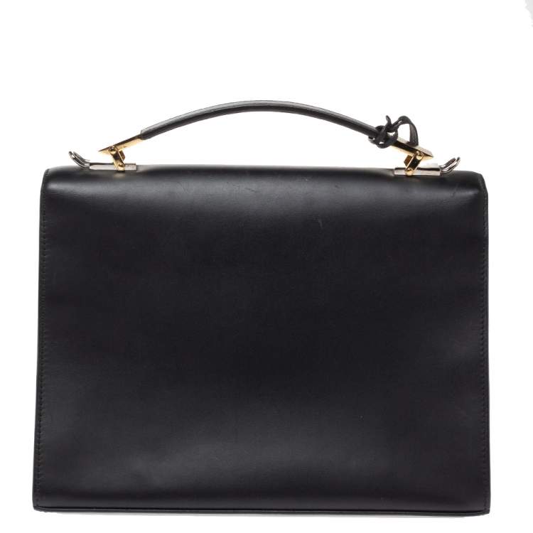 Pre Owned Balenciaga Black Leather and Python Le Dix Cartable Top Handle Bag