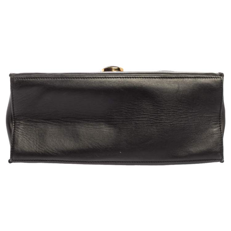 Pre Owned Balenciaga Black Leather and Python Padlock All Afternoon Tote