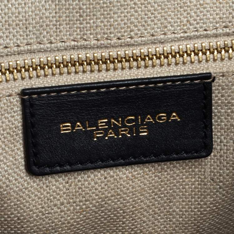 Pre Owned Balenciaga Black Leather and Python Padlock All Afternoon Tote
