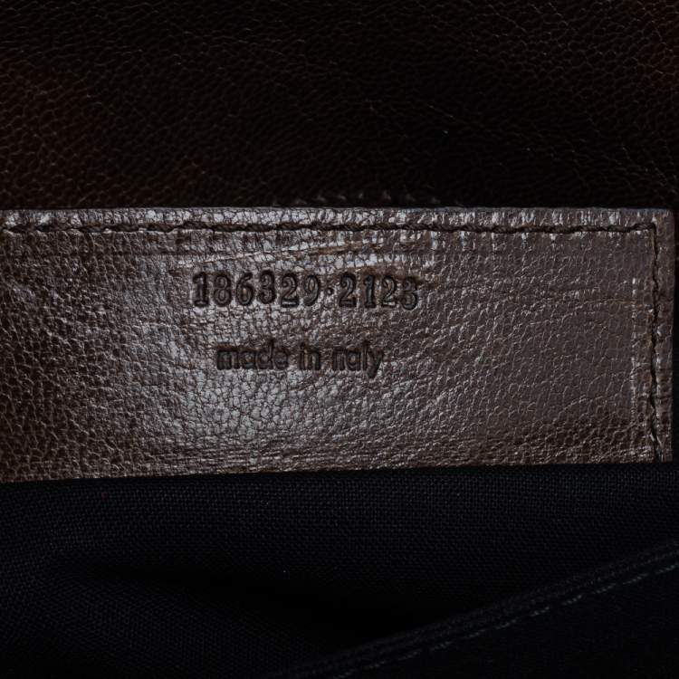 Pre Owned Balenciaga Brown/Black Leather and Patent Leather Lune Clutch