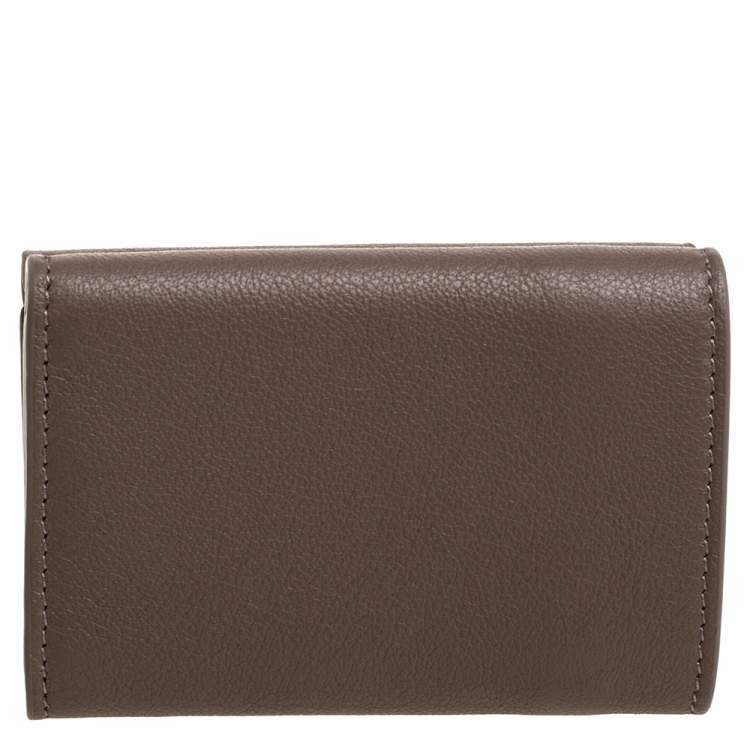 مملوكة مسبقًا Balenciaga Dark Beige Leather Mini Papier Wallet