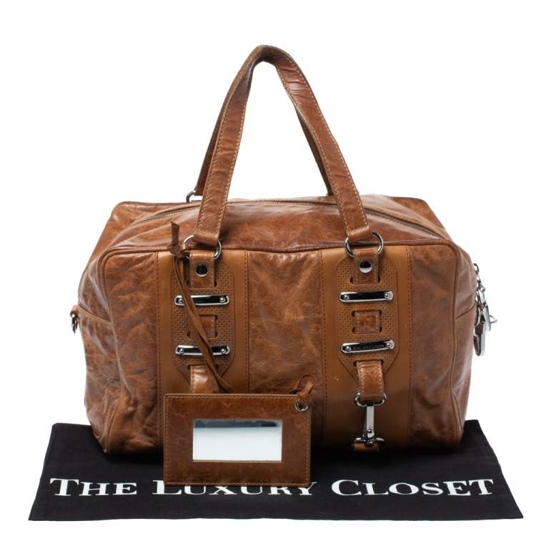 Pre Owned Balenciaga Brown Leather Perforated Hook Satchel