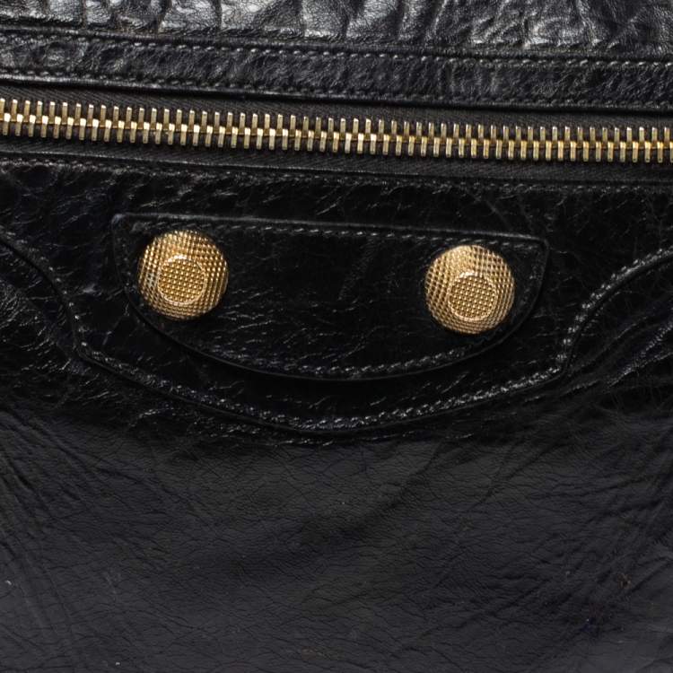 Pre Owned Balenciaga Black Leather GGH Hobo