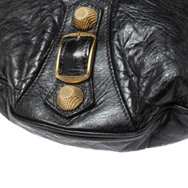 Pre Owned Balenciaga Black Leather GGH Hobo