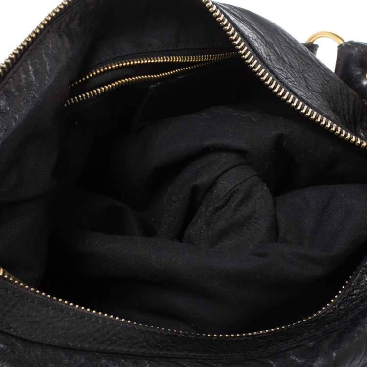 Pre Owned Balenciaga Black Leather GGH Hobo
