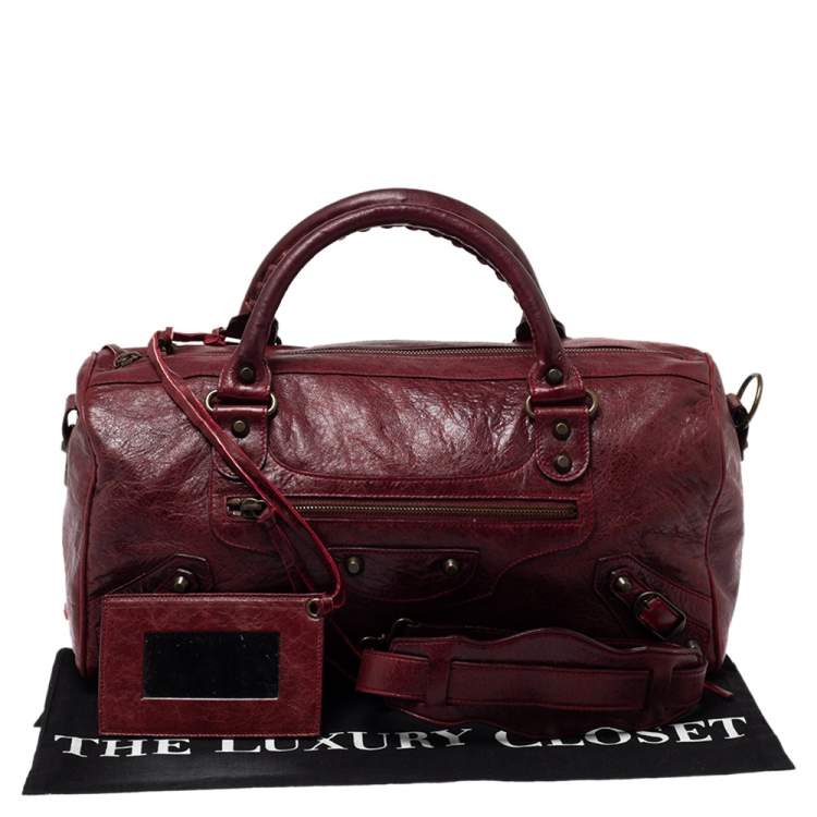 Pre Owned Balenciaga Grenat Leather RH Twiggy Satchel