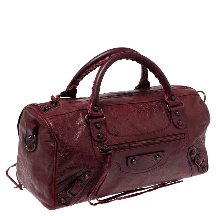 Pre Owned Balenciaga Grenat Leather RH Twiggy Satchel