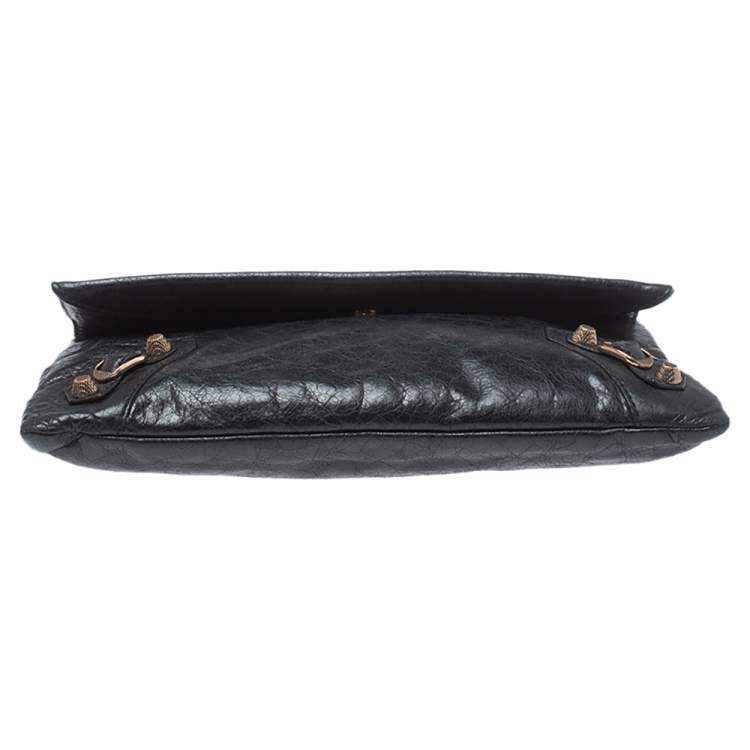 Pre Owned Balenciaga Black Leather RGH Envelope Clutch