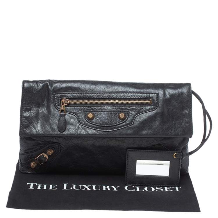 Pre Owned Balenciaga Black Leather RGH Envelope Clutch
