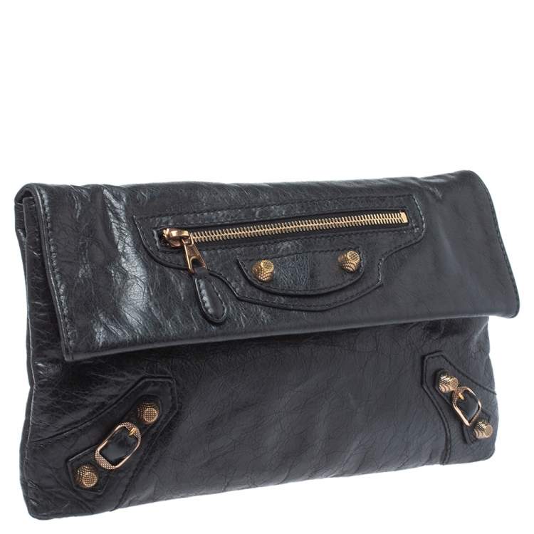Pre Owned Balenciaga Black Leather RGH Envelope Clutch