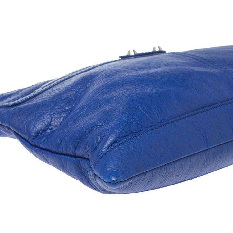 Pre Owned Balenciaga Blue Leather Classic City Clutch