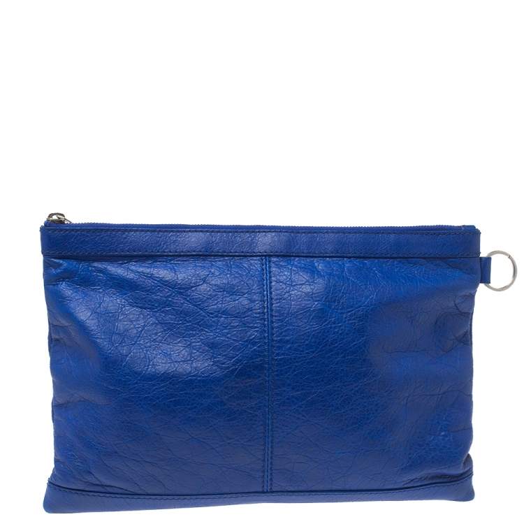 Pre Owned Balenciaga Blue Leather Classic City Clutch