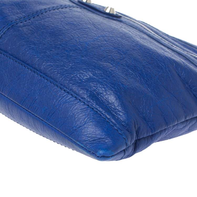Pre Owned Balenciaga Blue Leather Classic City Clutch