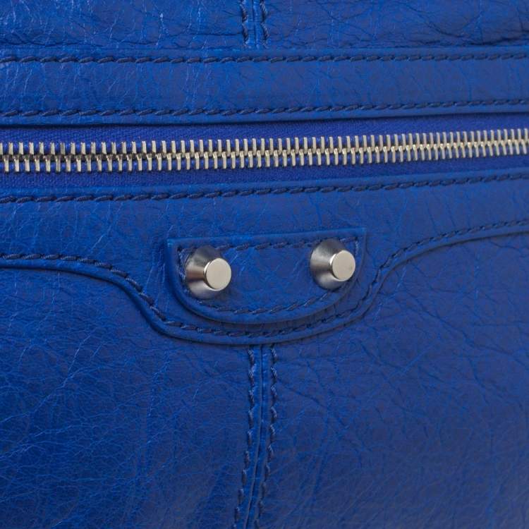 Pre Owned Balenciaga Blue Leather Classic City Clutch