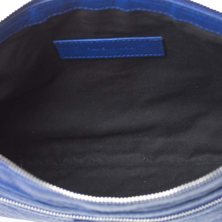 Pre Owned Balenciaga Blue Leather Classic City Clutch