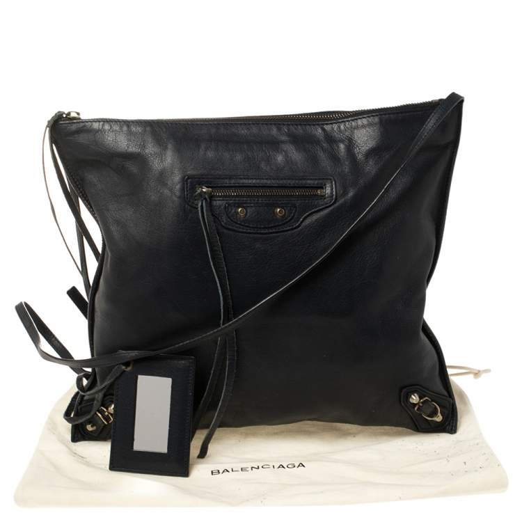 Pre Owned Balenciaga Bleu Obscur Leather Milkyway Papier Messenger Bag