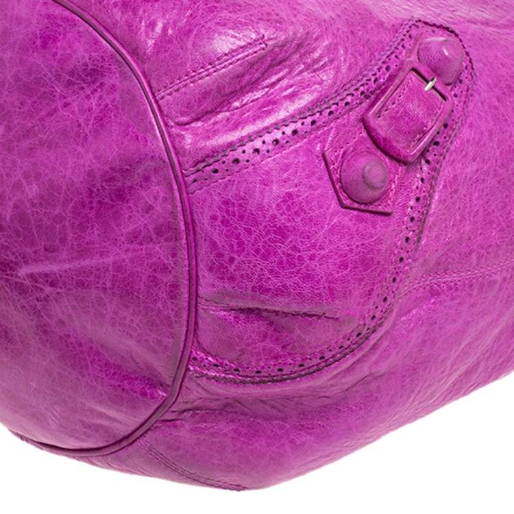 Pre Owned Balenciaga Bubble Gum Leather GSH Pompon Hobo