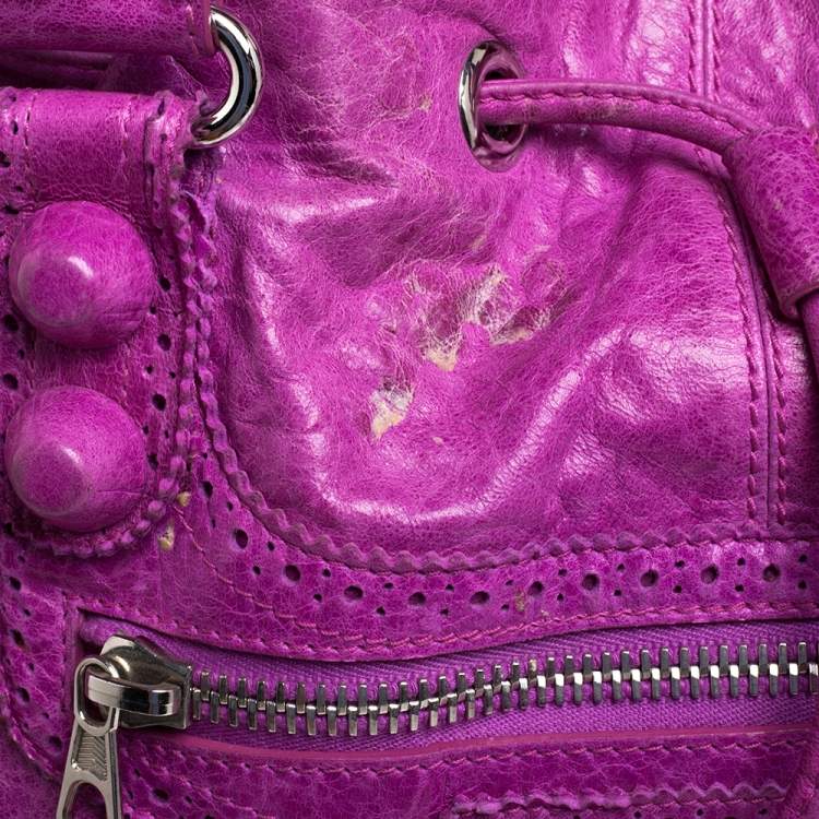 Pre Owned Balenciaga Bubble Gum Leather GSH Pompon Hobo
