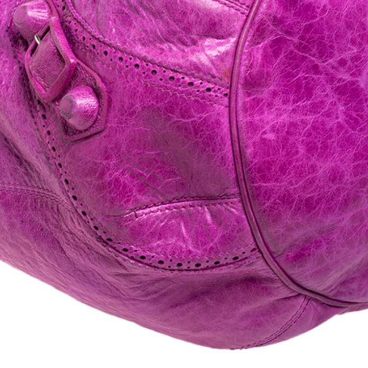 Pre Owned Balenciaga Bubble Gum Leather GSH Pompon Hobo