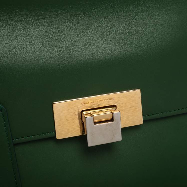 Pre Owned Balenciaga Green Leather Le Dix Cartable Top Handle Bag