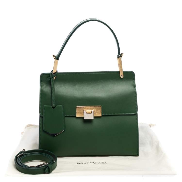 Pre Owned Balenciaga Green Leather Le Dix Cartable Top Handle Bag