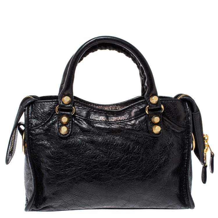 Pre Owned Balenciaga Black Leather Mini Classic City RH Tote