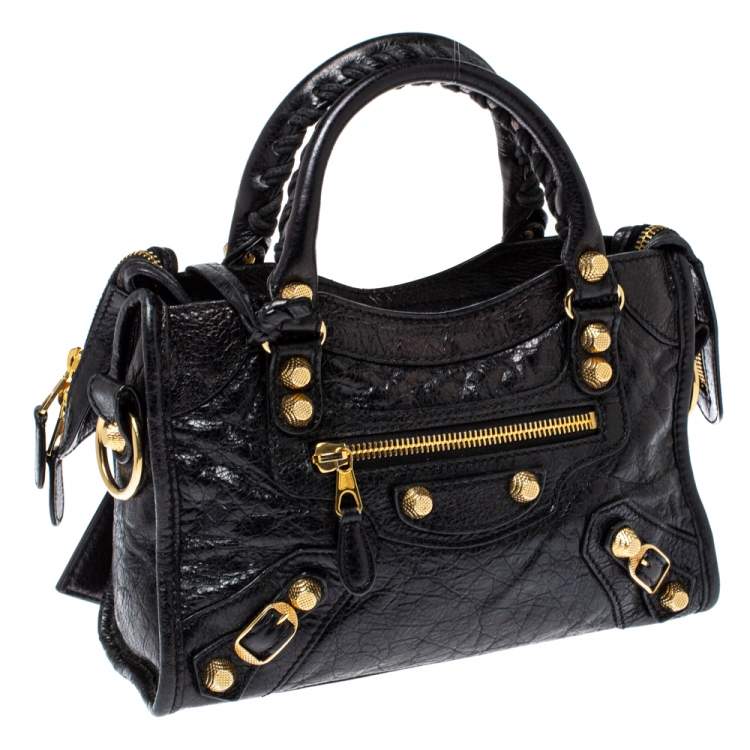 Pre Owned Balenciaga Black Leather Mini Classic City RH Tote