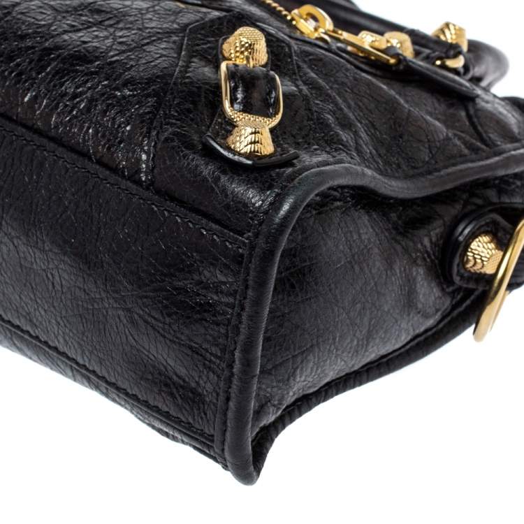 Pre Owned Balenciaga Black Leather Mini Classic City RH Tote