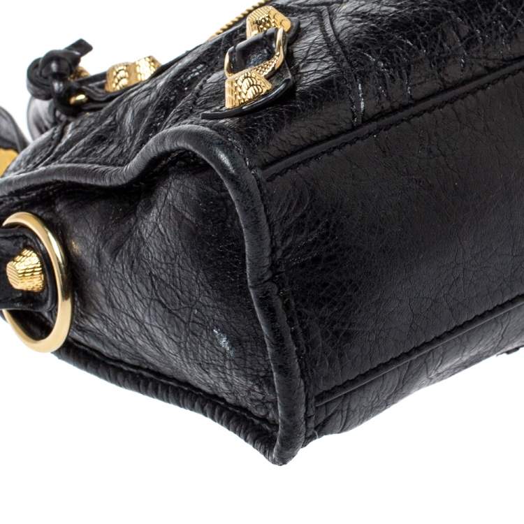 Pre Owned Balenciaga Black Leather Mini Classic City RH Tote