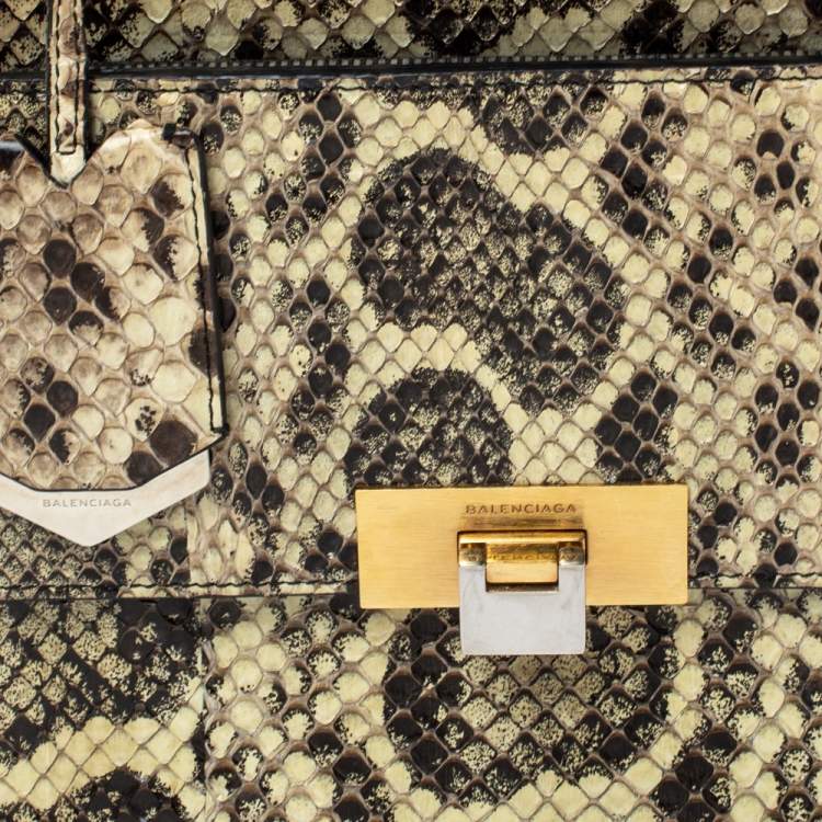 Pre Owned Balenciaga Cream Python Le Dix Cartable S Top Handle Bag