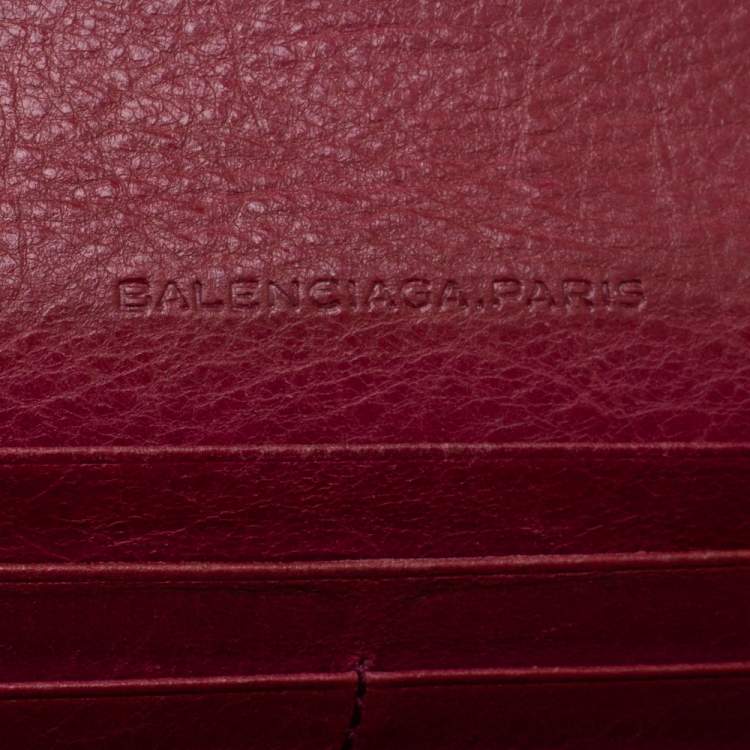 Pre Owned Balenciaga Bordeaux Leather City Wallet