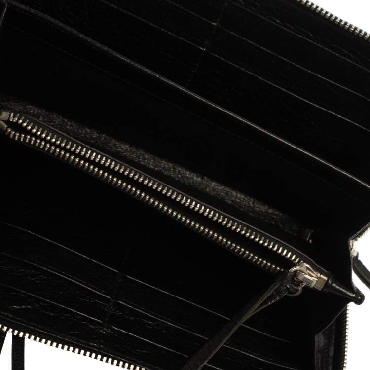 Pre Owned Balenciaga Black Leather City Zip Around Wallet