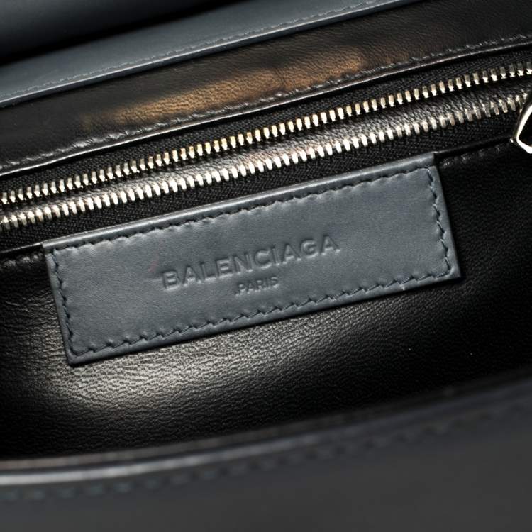 Pre Owned Balenciaga Ash Blue Leather Le Dix Cartable Top Handle Bag