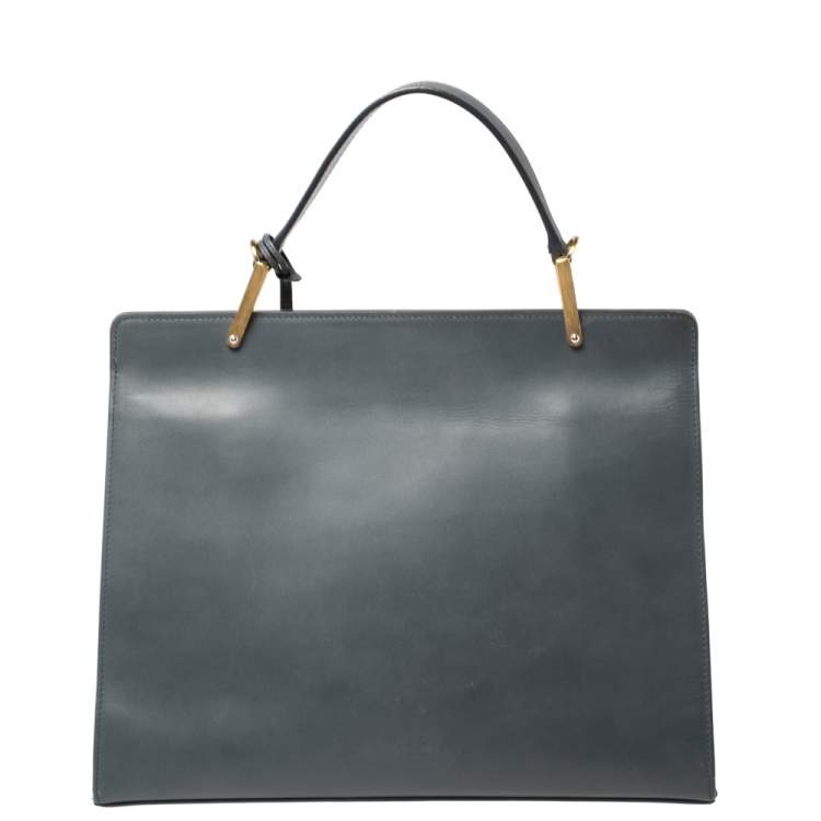 Pre Owned Balenciaga Ash Blue Leather Le Dix Cartable Top Handle Bag