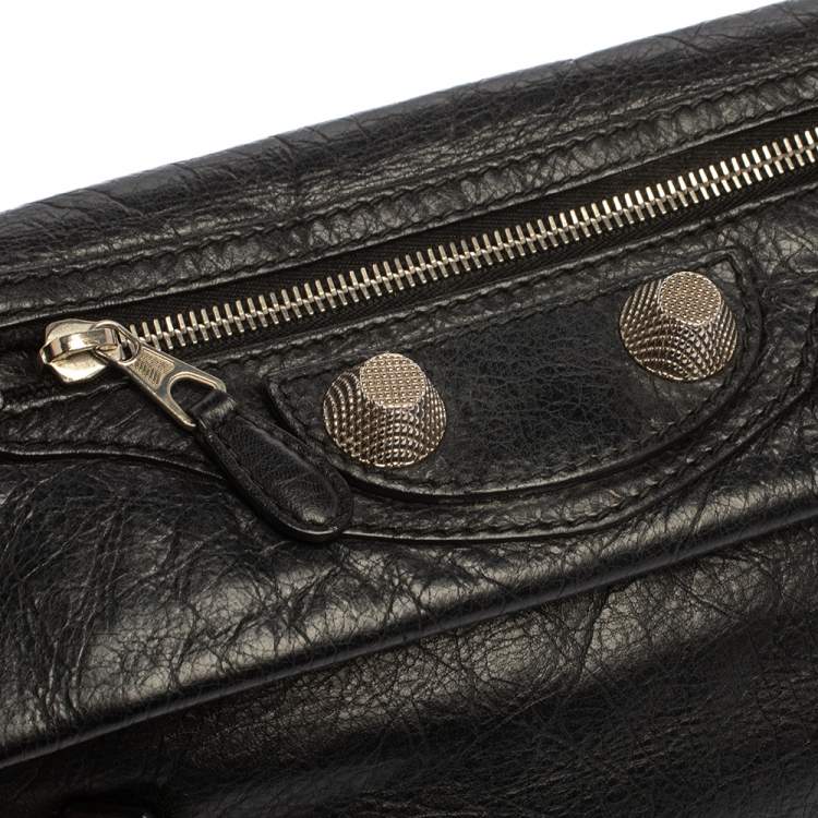 Pre Owned Balenciaga Black Leather GSH  Envelope Clutch