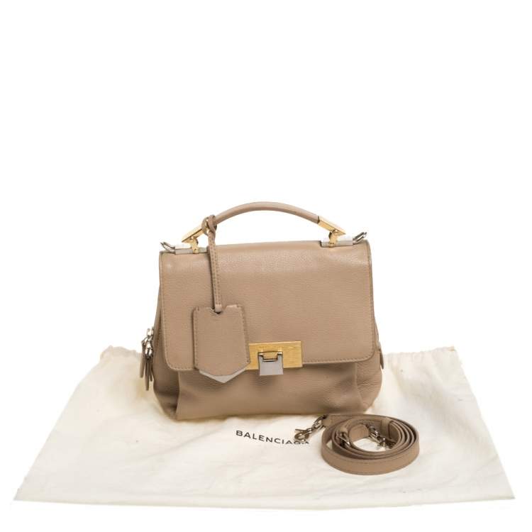 Pre Owned Balenciaga Beige Leather Le Dix Cartable Top Handle Bag